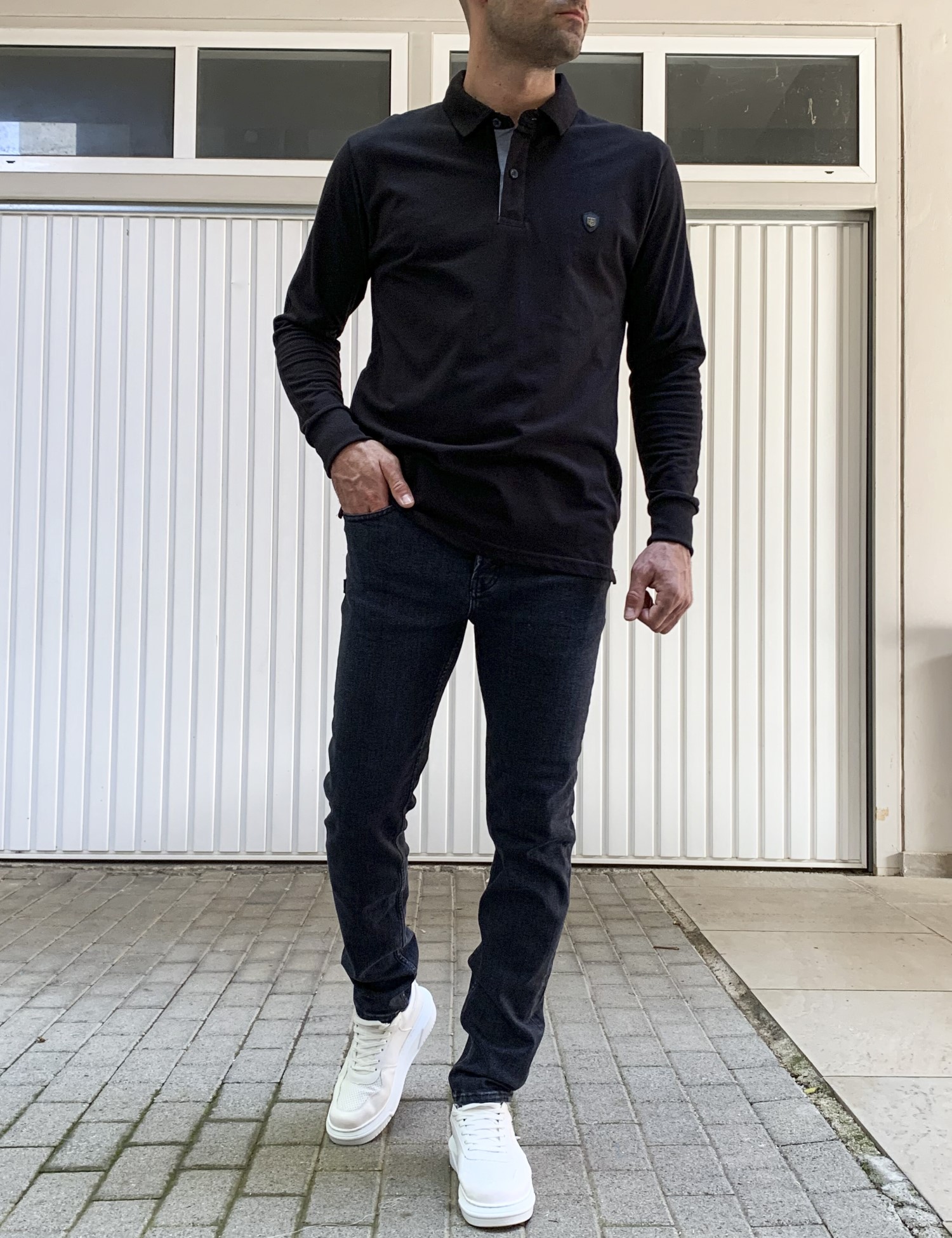 Everbest ανδρική μαύρη Polo πικέ μπλούζα plus size 241999M φωτογραφία